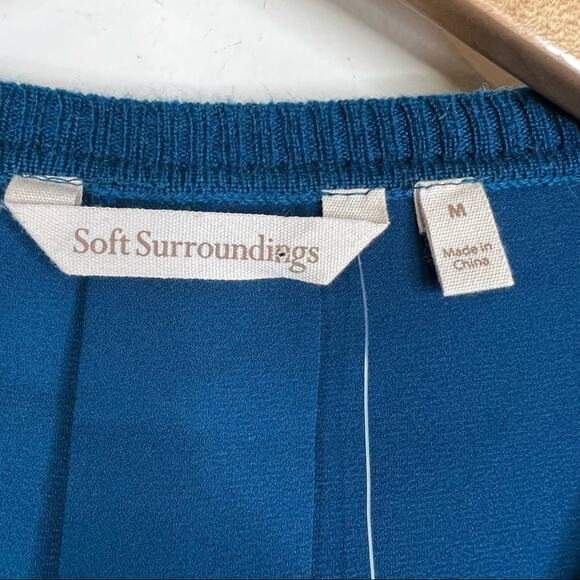 Soft Surroundings Sirena blue rib knit split back pullover tunic sweater M NEW - Picture 7 of 8